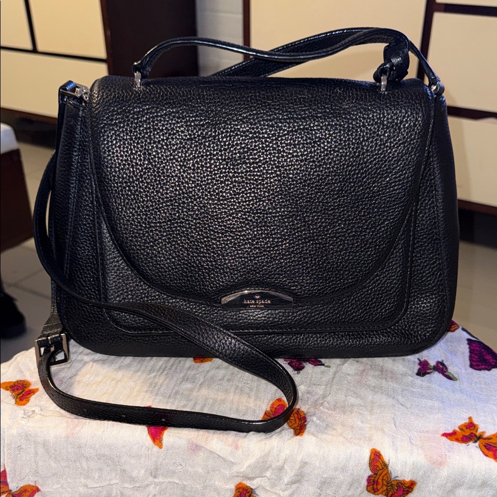 kate spade Black Pebbled Leather Crossbody Satchel